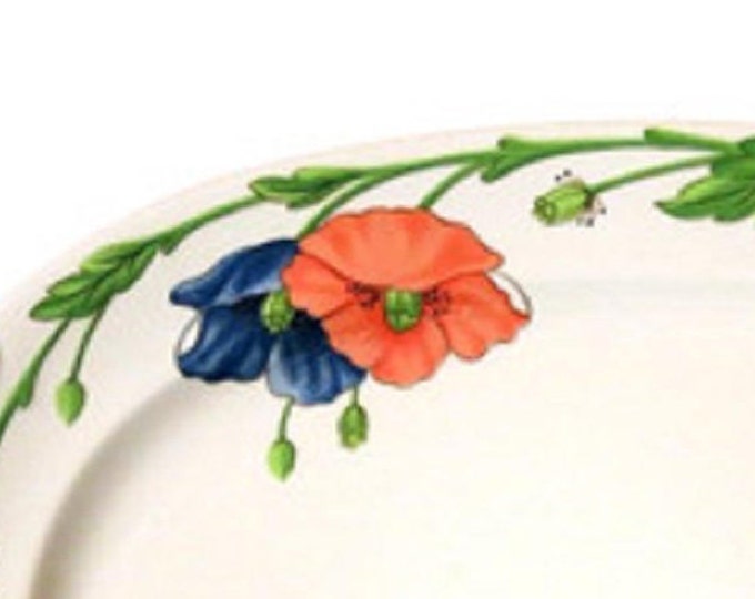 Villeroy & Boch Amapola Oval Serving Platter, 14 Inch, Vintage Dish, Vitro Porcelain, Luxembourg Germany