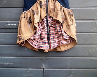 Wrap Skirt, Skirt, Cowgirl Skirt, Denim Skirt Clothing, Boho Skirt, Short Wrap Skirt, Wrap skirts, Double layer Skirt, Feminine Size L