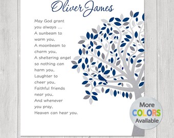 Unique Boy Baptism Gift - Personalized Religious Gift, Dedication Gift - Tree PRINTABLE- Irish Blessing May God grant you always, a sunbeam