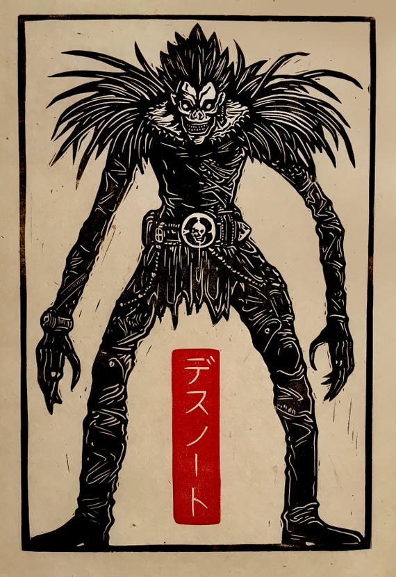 Items similar to Ryuk Block Print on Etsy