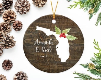 Florida Ornament, Florida State, Christmas Ornament, Personalized Family Ornament, Wedding Ornament