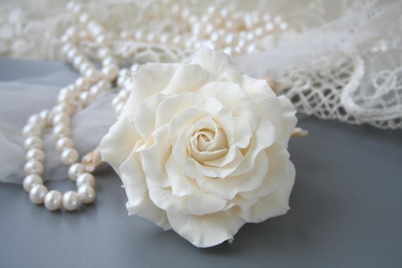 Ivory White rose Bridal Hair flower Bridal Hair accessories