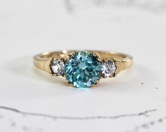 Victorian Turquoise Ring Antique 10k Rose Gold Stacking Gypsy