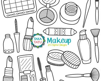 Makeup Digital Stamp Pack - Makeup Clipart / Beauty and Makeup Clipart / Salon Printables / Beauty Line Art / Doodles - Instant Download