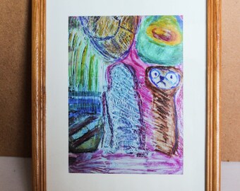 Abstract cat art | Etsy