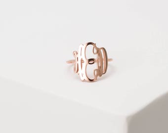Monogram Ring • Custom Initials Ring • Modern Name Ring • Personalized Monogram • Bridal Gift • Bridesmaid Gifts • Wedding Jewelry • RM08