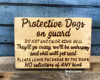 Crazy dog sign, Protective dog sign, No soliciting sign, Funny no soliciting, Do not knock sign, No soliciting dog sign, Dog signs for home