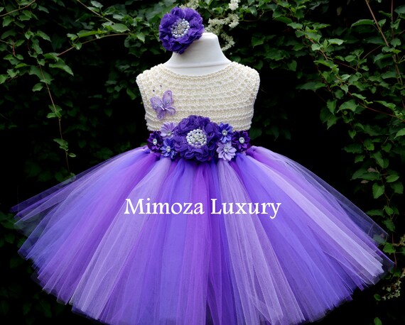 Purple Lavender Flower girl dress, cream purple birthday dress, purple flower girl dress, purple princess dress, purple tutu dress,