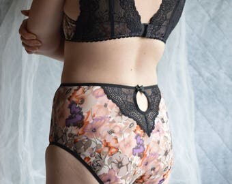 High waist panties , Retro style panties , Elegant casual panties, Plus size panties, Flower panties , Sizes from XS to 2XL, 3XL, 4XL, 5XL