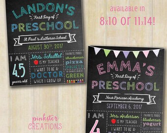 First Day of School Sign, Printable Back to School Print, Custom Chalkboard School Sign,1st day of school, PRINTABLE, DIGITAL, 11x14, 8x10