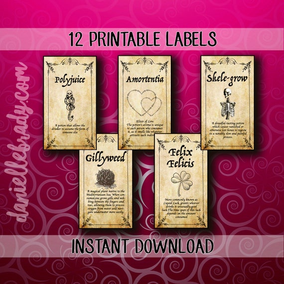 printable harry potter inspired potion labels collage sheet