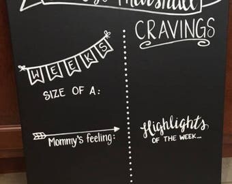 Weekly pregnancy chalkboard, Reusable Due date countdown, weekly pregnancy progress canvas chalkboard painting