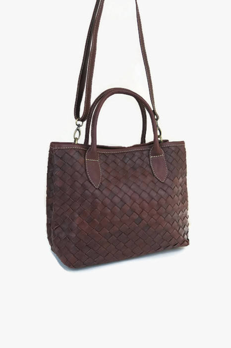 Leather bag brown leather bag leather purse woven