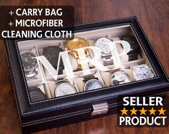 Watch Box for Men or Women, Personalized Watch Case, Engraved Display Storage, Groomsman Gift, Valet Box, Anniversary, Christmas Gift