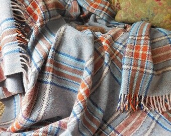 Stunning vintage pure wool blanket, wool throw, tartan blanket, tartan throw, tweed blanket