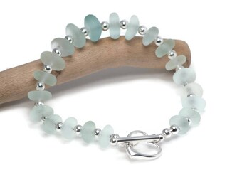 Sea Glass Bracelet - Genuine Sea Glass Jewelry | Seaglass Jewellery | Beach Wedding | Ocean Bracelet | 925 Sterling Silver Seaglass Bracelet