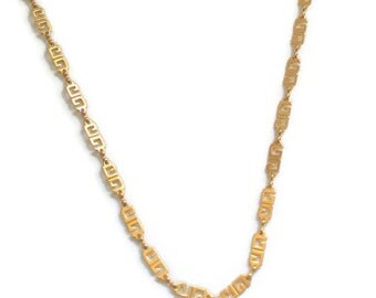 Givenchy Gold Tone G Logo Chain Link Necklace, Vintage Signed Designer Jewelry