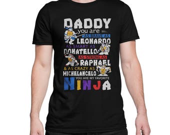 Father's Day Dad Teenage Mutant Ninja Turtles TMNT Tshirt for Men Black Small - XX Large