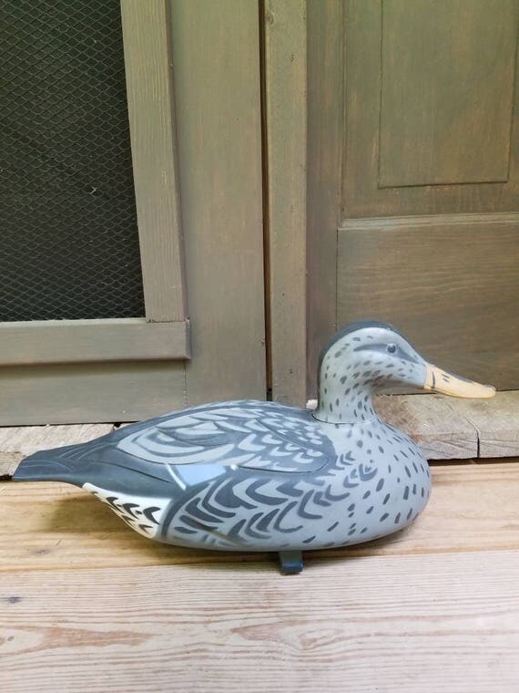 Vintage Plastic Duck Decoy 1960's Bird Decor Rustic