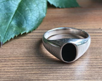 Chevalière homme argent massif onyx - bague homme taille 67 en argent 925 US 11.5 sterling silver et pierre onyx ovale