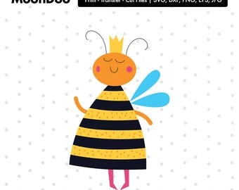 Queen Bee svg, Queen Bee Clipart Svg Files For Silhouette , Svg For Cricut, Cut Files Vinyl Decal Iron On Transfer Kawaii Svg Kids Animal