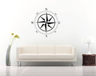 Neutral Compass Wall Decal Matte Fabric Eco-friendly Peel and