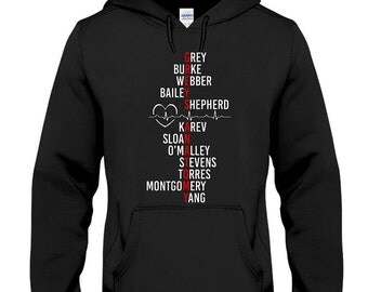 Grey's anatomy cast hoodie, grey's anatomy hoodie, greys anatomy gifts, greys anatomy hoodie, meredith grey, derek shepherd