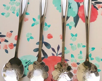 Tea Spoons, Afternoon Tea, Tea Party, Set of 4, Bridal Gift, High Tea, Small Spoons, Cute Spoons, Flower Spoons, Nespresso, Coffee Spoon