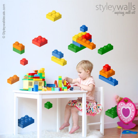 Building Blocks Wall Decal Lego Wall Sticker Bricks Wall