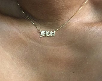 24K Gold Old English Name Choker/Gothic Choker Necklace/Gold Name Choker/Custom Gold Choker/Old English Necklace/Personalized Name Necklace