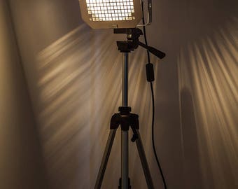 Floor Lamp, Silver Lamp, Studio Decor, Room Lighting, Movie Lamp, Boho Lamp, Tripod Lamp, Big Lamp, Shade Lighting, Living Room Decor