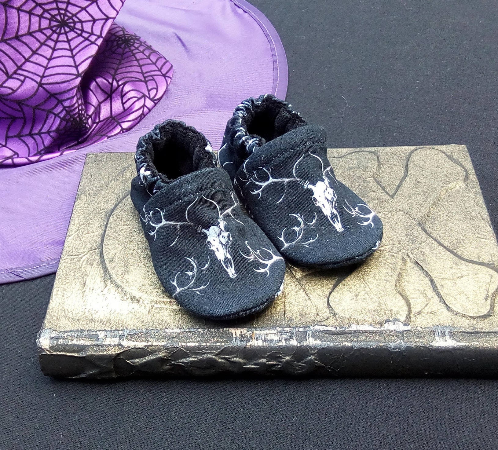 Black Deer Skull: Soft Sole Baby Shoes 3-6M Black Deer Skull: Soft Sole Baby Shoes 3-6M