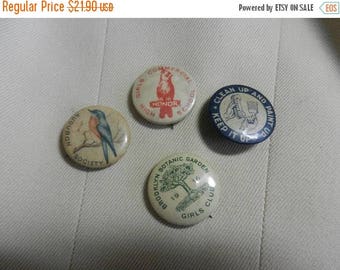 Summer Sale 4 Vintage Audubon and Botanic buttons