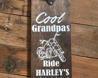Grandpa Gift,Husband gift,Father's Day Gift,Papa Gift,Man Gift,Harley,Motorcycle Gifts,Harley Davidson Sign,Bottle opener,Groomsman,man cave