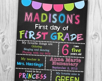First Day of School Sign - Back To School Signs - First Day of School Chalkboard Printable - First day of Kindergarten sign