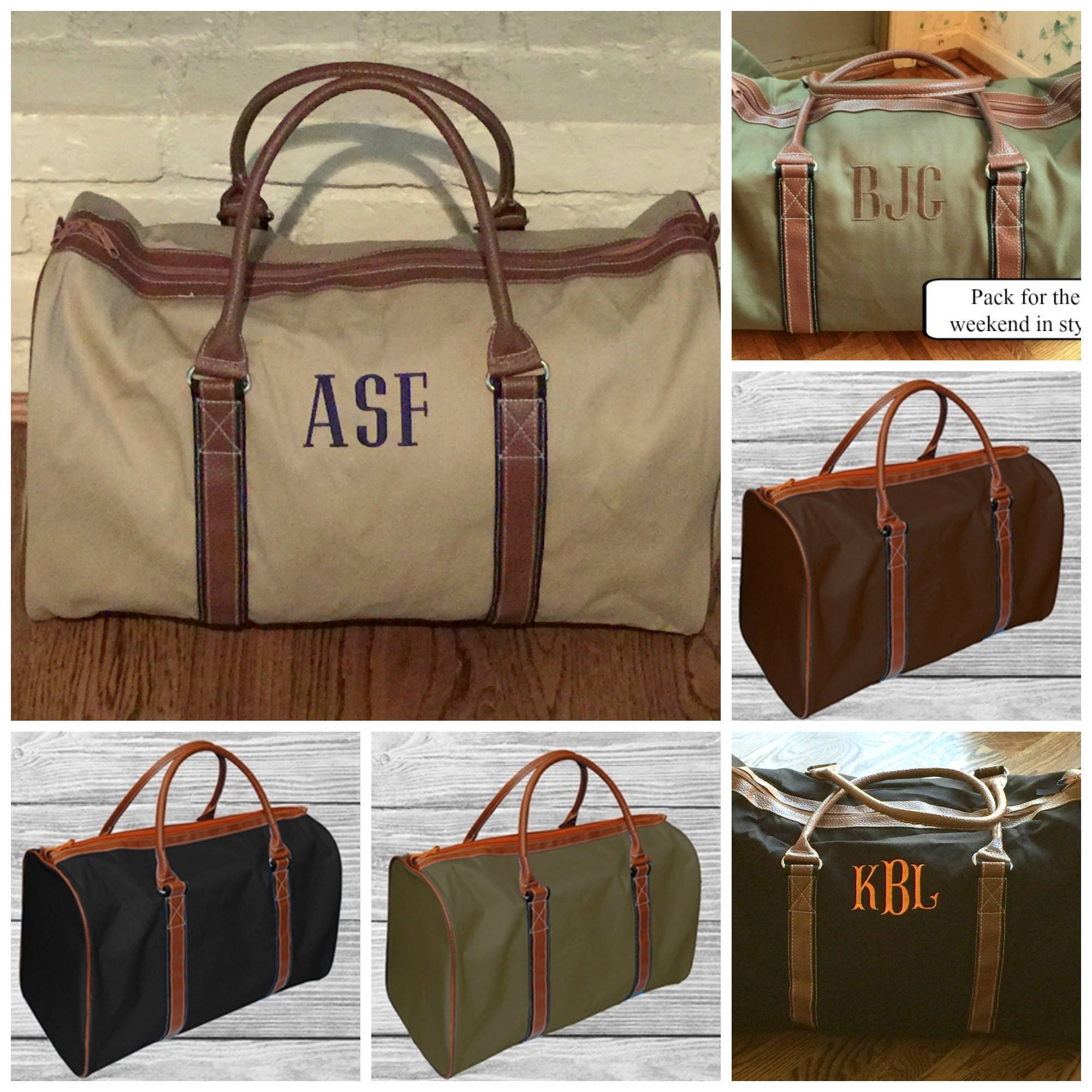 mens leather duffle bag monogrammed