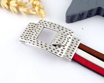 hammered clasp plated silver hook for 15mm leather