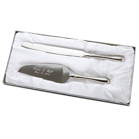 Personalized Server Set - Wedding Server Set - Westwood Cake Knife and Server Set - Silver Server Set - Engraved Wedding Server Set Il_570xn