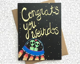 Funny Wedding Card, Funny Engagement Card, Congratulations Wedding Card, Funny Anniversary Card, Aliens Card, Funny Happy Anniversary Card