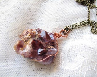 Druzy amethyst pendant Amethyst necklace February birthstone Birth gift for mother Healing necklace Chakra pendant Bronze pendant Christmas