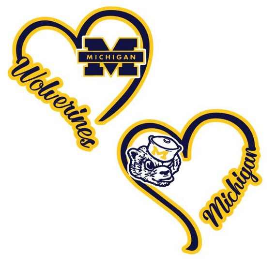 I Heart Michigan wolverines window decal big 10 team