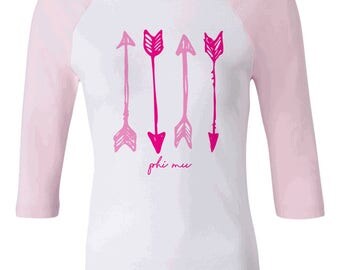 Phi Mu Arrows Bella + Canvas Baby Rib Raglan