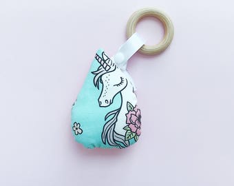 Unicorn Rattle Teether Toy - Baby Girl Toy - Pacifier Clip Toy - Baby Toy - Soft Baby Toy