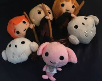 Harry Potter Inspired Soft Plush Beanie Keyring Keychain Key Ring chain Toy Doll - Hermoine / Ron / Hedwig Owl / Dobby / Errol