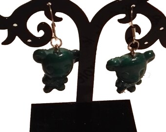 Emerald Green bear earrings