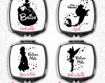 Disney Bridesmaid Gift, Compact Mirror, Personalized Compact Mirror, Bridesmaid Gift, Maid of Honor Gift, Gift for Bride, Swag Bag Gift