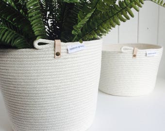 Leather Detail Rope Plant Pot // Stitched rope Pot // Pot Plant // Natural // Gift // Homewares // Indoor Plant // Leather // Organic // Ro