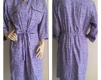 Vintage 80s Blue Dress - 80s Fashion - 80s Retro Dress -