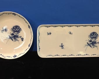 Fursten Berg “Lottine” Bowl & Serving Tray Blue and White