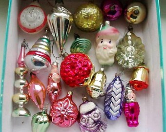 Soviet Christmas ornaments 20 pcs, vintage Russian Xmas ornaments, christmas tree decoration USSR, retro New Year Tree decor toys antique